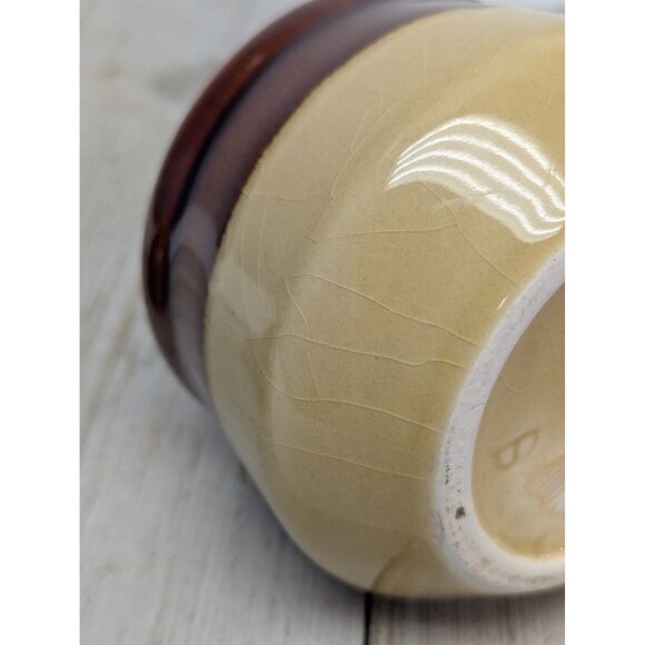 Vintage Brown Glazed Stoneware Double Condiment Sauce Pot With Lids Taiwan - Picture 8 of 10